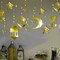 16 Pieces Islamic Gold Star Crescent Moon Lantern Ramadan Garland EID Decoration Home Happy Ramadan Mubarak Party Decor Hanging Streamer Wedding Backdrop Banner Aladdin Birthday Party Supplies
